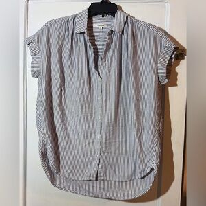Madewell Striped Button-Up Top - Black and White